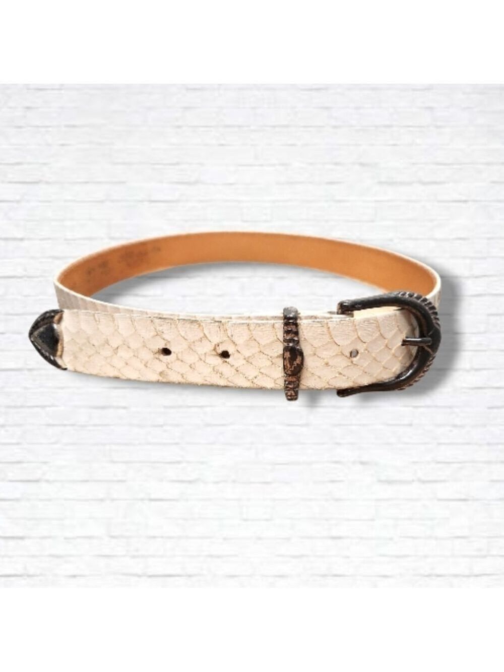 Vintage Off-White Snakeskin Belt Size XS/S
